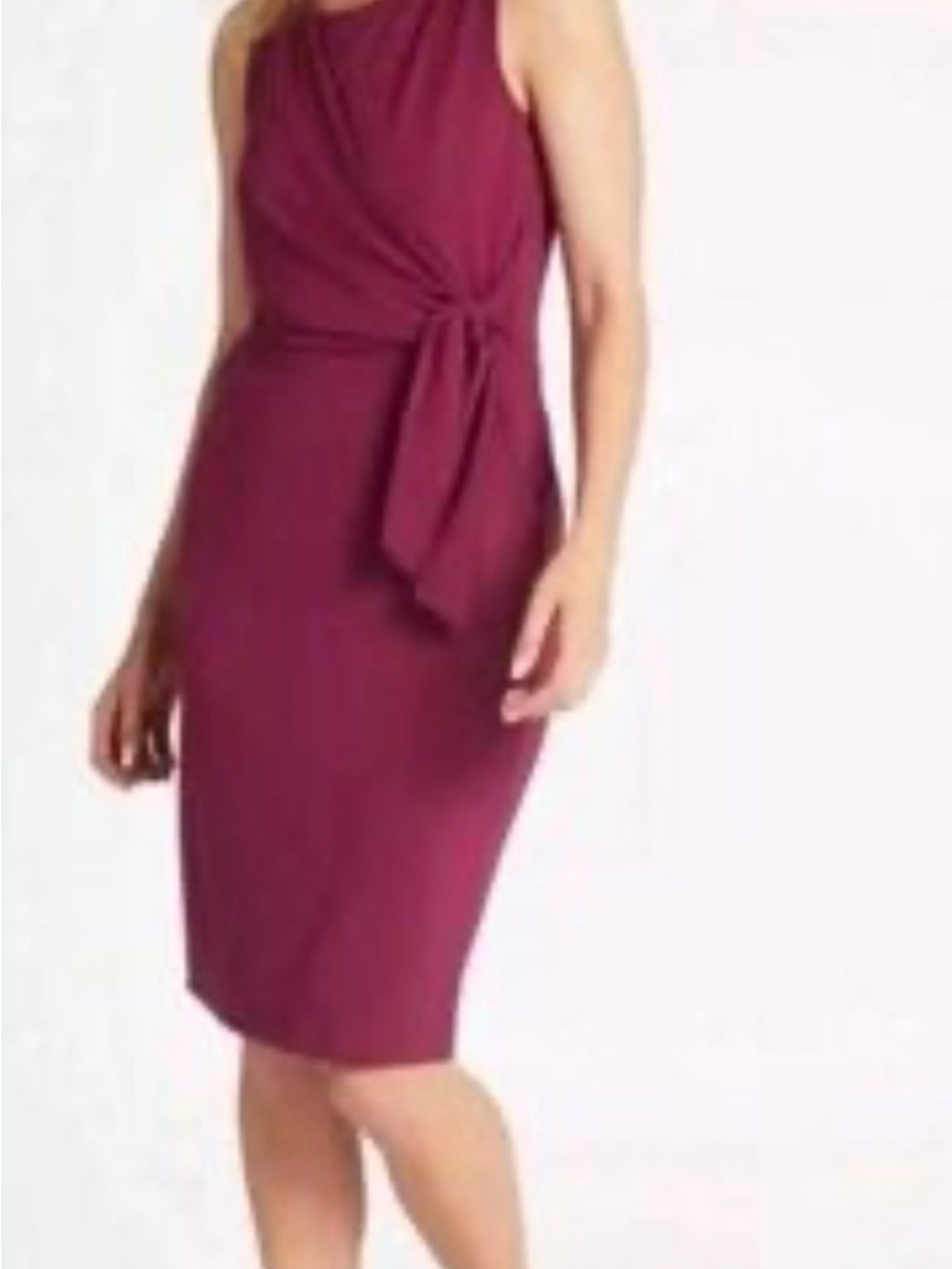 Betabrand Sleeveless Tie-Waist Midi Dress in Berry Plum